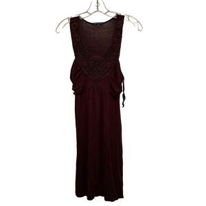 Bluheaven Embroidered Racerback Brown Tank Dress - size M
